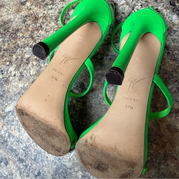 Giuseppe Zanotti 120mm Harmony Heels Size 37.5 EUR 7.5 USA Green Patent Leather - Picture 6 of 7